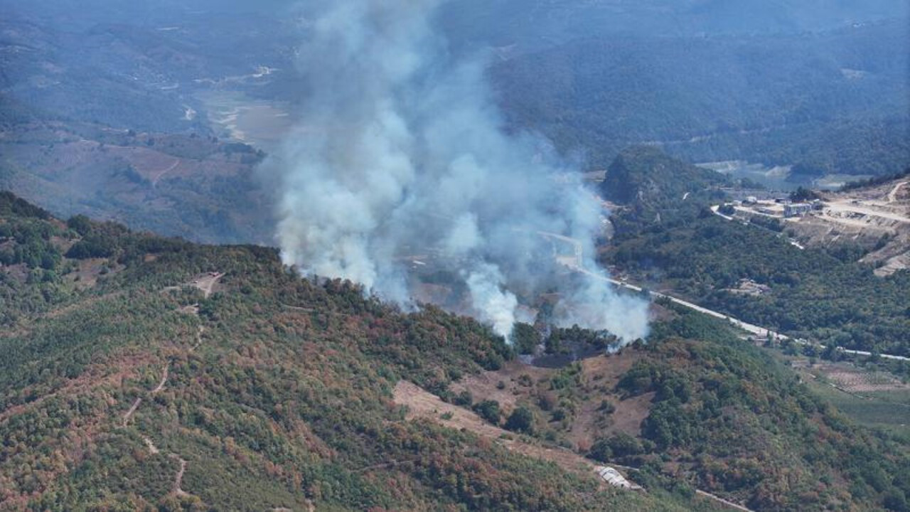 Düzce'de orman yangını: Helikopter ve 20 araç söndürme çalışmalarına katıldı